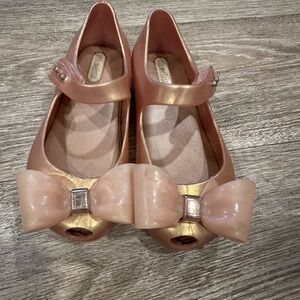Mini Melissa Rose Gold Bow Mary Jane Girls' Shoes